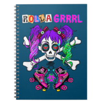 Rolla Grrl Punk Rock Skater Girl Spiral Notitieboe