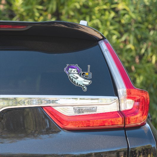 Rollaagtevaartkat In De Ruimte Grappig  Sticker (Auto Zijkant)