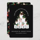 Rolled With It Kerst toiletpapier boom Zwart Feestdagenkaart (Voorkant / Achterkant)