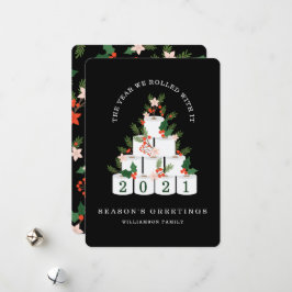 Rolled With It Kerst toiletpapier boom Zwart Feestdagenkaart