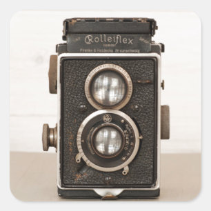 Rolleiflex Twin-lenscamera Vierkante Sticker