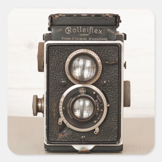 Rolleiflex Twin-lenscamera Vierkante Sticker (Voorkant)