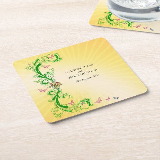 Rollen en vlinders kartonnen onderzetters (Schuin)