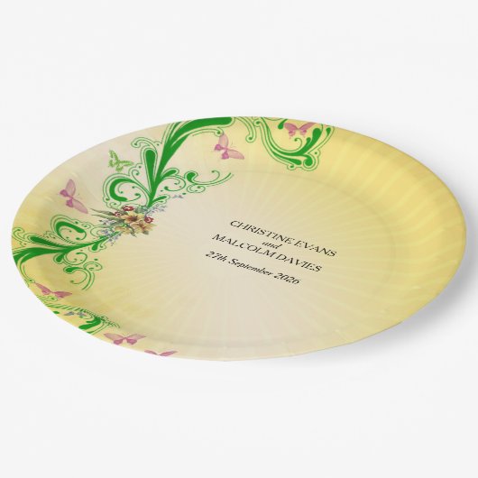 Rollen en vlinders papieren bordje (Gekanteld)