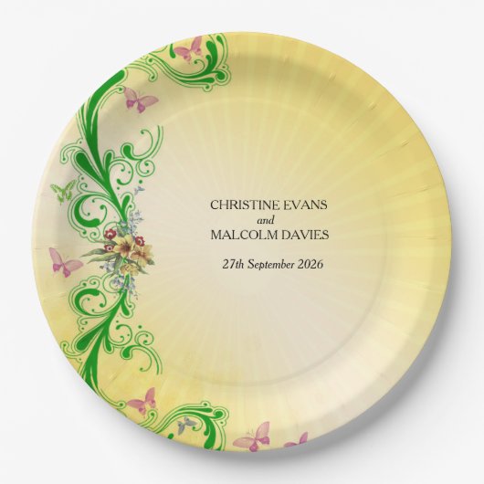 Rollen en vlinders papieren bordje (Voorkant)