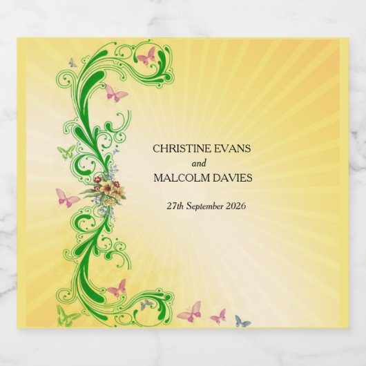 Rollen en vlinders sparkling wijnetiket (Enkel label)