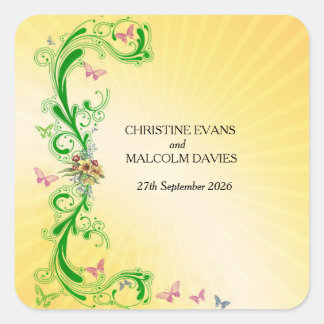 Rollen en vlinders vierkante sticker