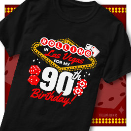 Rollen In Las Vegas 90ste Verjaardags Casino Feest T-shirt