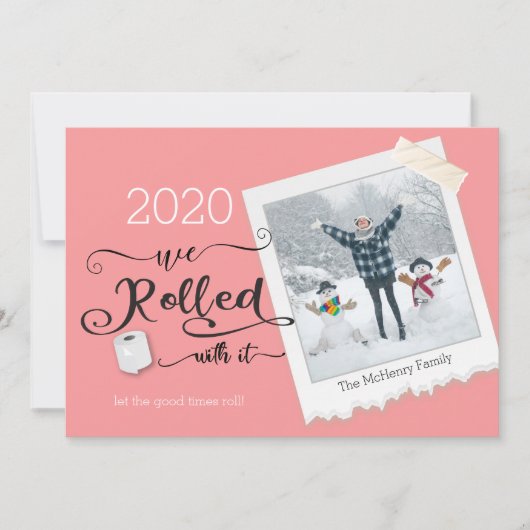 Rollen met bijbehorende foto-kerstfeestkaart kaart (Voorkant)