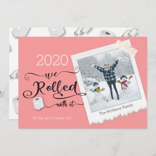 Rollen met bijbehorende foto-kerstfeestkaart kaart (Voorkant / Achterkant)