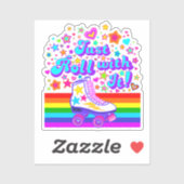 Rollen met het 70s-Schaats van Rainbow Roller Sticker (Vel)