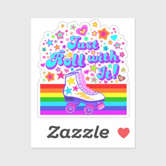 Rollen met het 70s-Schaats van Rainbow Roller Sticker (Vel)