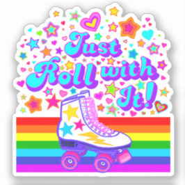 Rollen met het 70s-Schaats van Rainbow Roller Sticker
