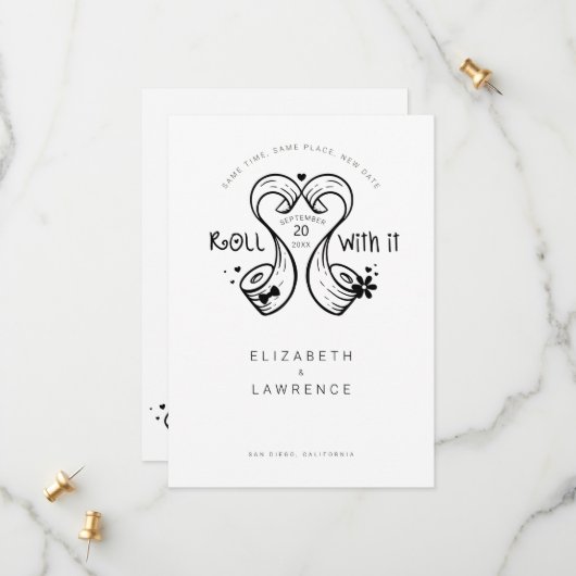 Rollen met IT-bride en gegroet papier, rolletje Save The Date (Voorkant / Achterkant in situ)