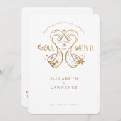 Rollen met IT-bride en groompapier — Heart Gold Save The Date (Voorkant / Achterkant)