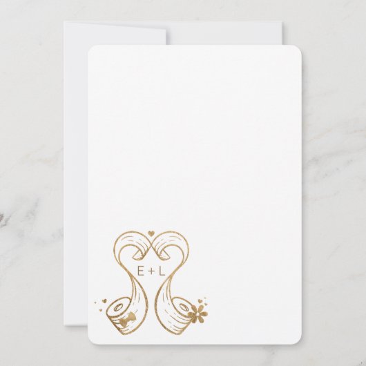 Rollen met IT-bride en groompapier — Heart Gold Save The Date (Achterkant)