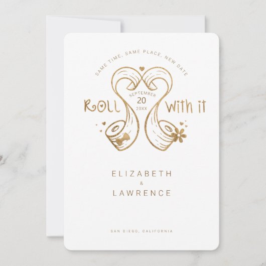 Rollen met IT-bride en groompapier — Heart Gold Save The Date (Voorkant)