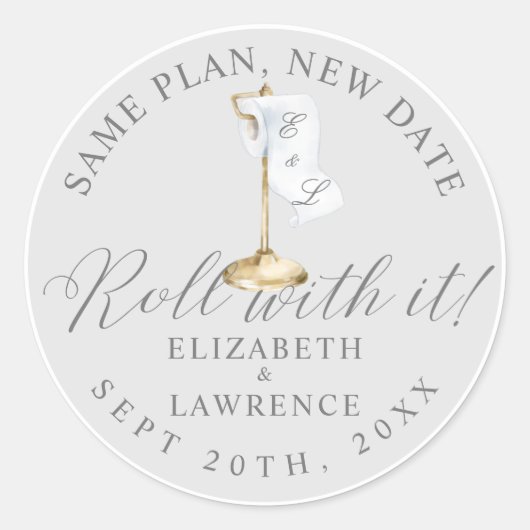 Rollen met IT elegante toiletpapier Ronde Sticker (Voorkant)