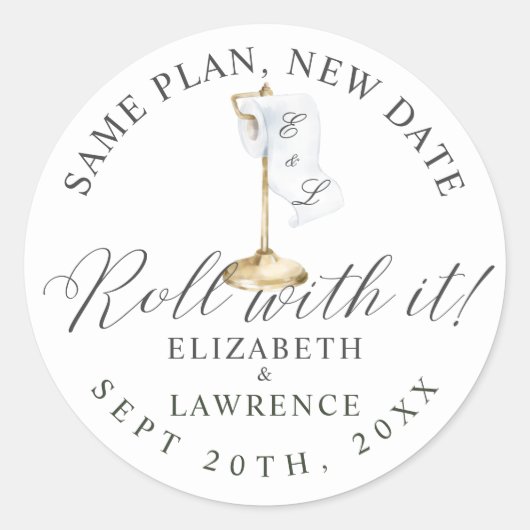 Rollen met IT elegante toiletpapier Ronde Sticker (Voorkant)