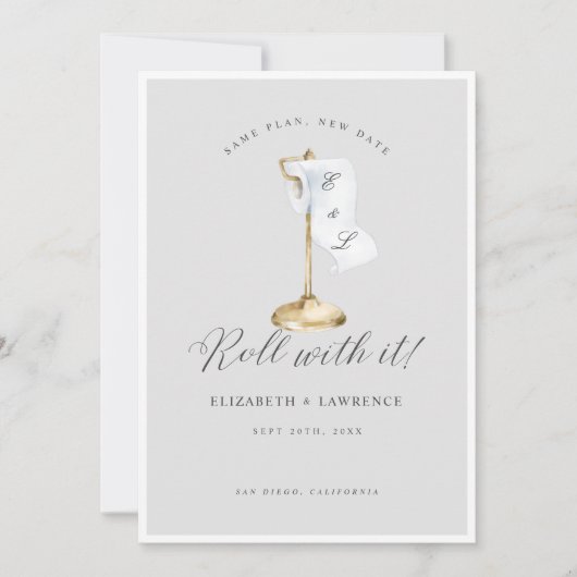 Rollen met IT elegante toiletpapier Save The Date (Voorkant)