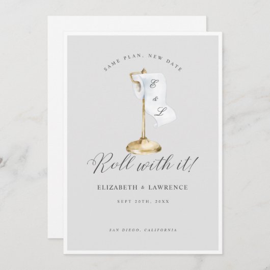Rollen met IT elegante toiletpapier Save The Date (Voorkant / Achterkant)