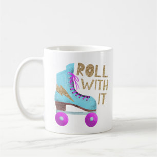 ROLLEN MET IT   Funny Quote Roller Skater Koffiemok