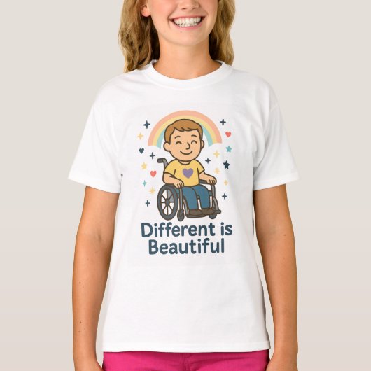 Rollen met trots – Regenboogkracht voor elk kind T-shirt (Voorkant)