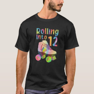 Rollen naar 12-kool 12e verjaardag rolschaatsen t-shirt