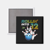 Rollen naar 12 Retro Bowling Verjaardagsfeest 12e Magneet (Voorkant / Achterkant)