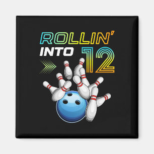 Rollen naar 12 Retro Bowling Verjaardagsfeest 12e Magneet