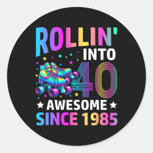Rollen naar 40 jaar oude schaatsen 40ste verjaarda ronde sticker