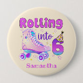 Rollen naar 6| De gevarenfeestdag van Roller Skate Ronde Button 4,0 Cm (Voorkant)