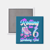 Rollen naar 6 jaar oude roller skating 6e verjaard magneet (Voorkant / Achterkant)