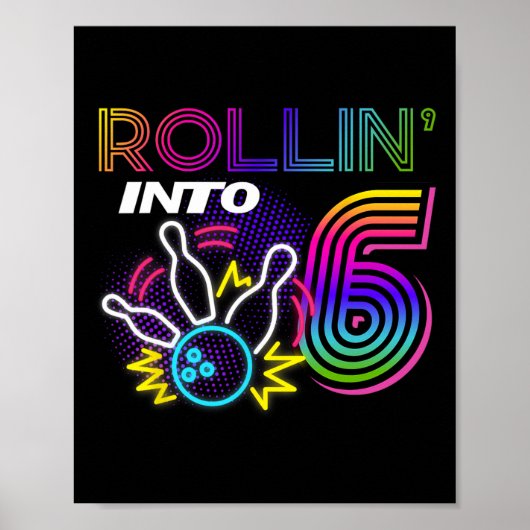 Rollen naar 6 jaar verjaardagsfeestje bowling 6de poster (Voorkant)