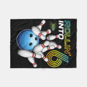 Rollen naar 6 Retro Bowling Verjaardagsfeest 6de V Fleece Deken (Voorkant (Horizontaal))