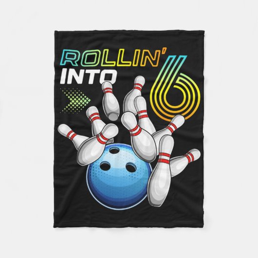 Rollen naar 6 Retro Bowling Verjaardagsfeest 6de V Fleece Deken (Voorkant)