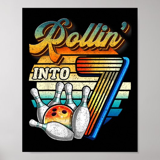 Rollen naar 7 Bowling Verjaardagsfeestje 7e Verjaa Poster (Voorkant)