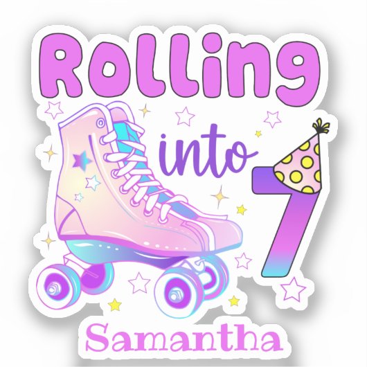 Rollen naar 7| De feestdag van de rolschaatser Sticker (Voorkant)