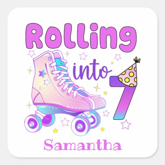 Rollen naar 7| De feestdag van de rolschaatser Vierkante Sticker (Voorkant)
