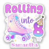 Rollen naar 8| De feestdag van de rolschaatser Sticker (Voorkant)