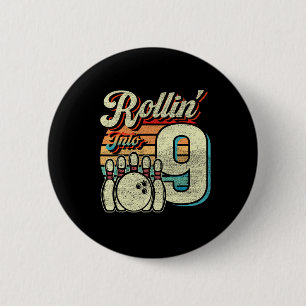 Rollen naar 9 Bowling Verjaardagsfeestje 9e Verjaa Ronde Button 5,7 Cm