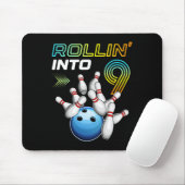 Rollen naar 9 Retro Bowling Verjaardagsfeest 9e Ve Muismat (Met muis)