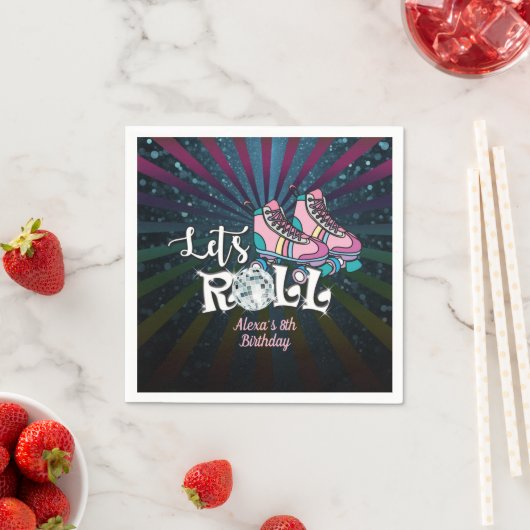 Rollen Skating Birthday Napkin - Aangepast Servet (Insitu)
