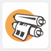 Rollen van het papierpictogram opgehaald uit vierk vierkante sticker (Voorkant)