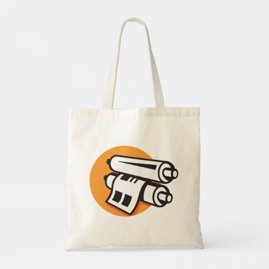 Rollen van papierpictogram opgehaald Canvas tas (Achterkant)