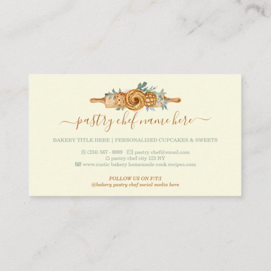 Rollenbakkerijkoekjes, koekjes en koekjes visitekaartje (Achterkant)