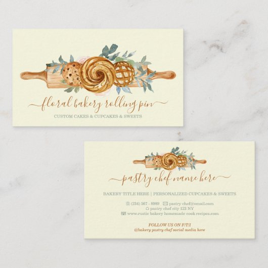 Rollenbakkerijkoekjes, koekjes en koekjes visitekaartje (Voorkant / Achterkant)