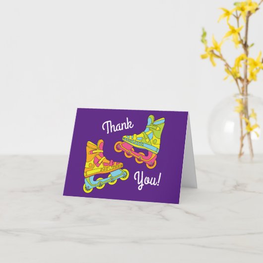 Rollenblades Skating Birthday Party Hartelijk dank Kaart (Gele Bloem)