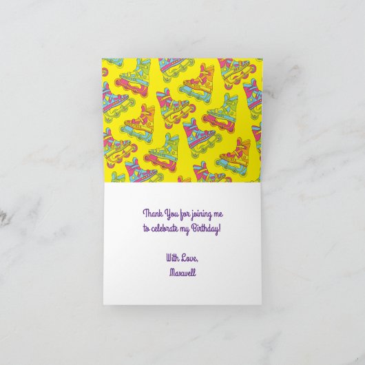 Rollenblades Skating Birthday Party Hartelijk dank Kaart (Binnen)