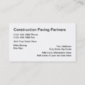 Rollend materieel voor bouwwerkzaamheden visitekaartje (Achterkant)